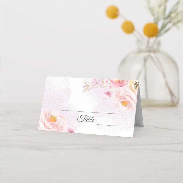 Platzkarte für Hochzeiten in Aquarellfarben (Vorderseite)