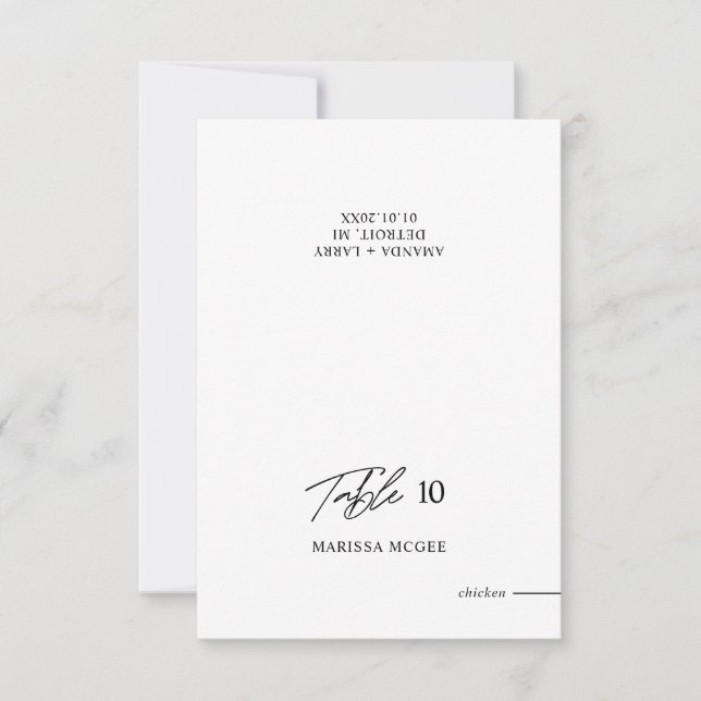 Platzkarte für Hochzeiten, Name und Wahl (Vorderseite)