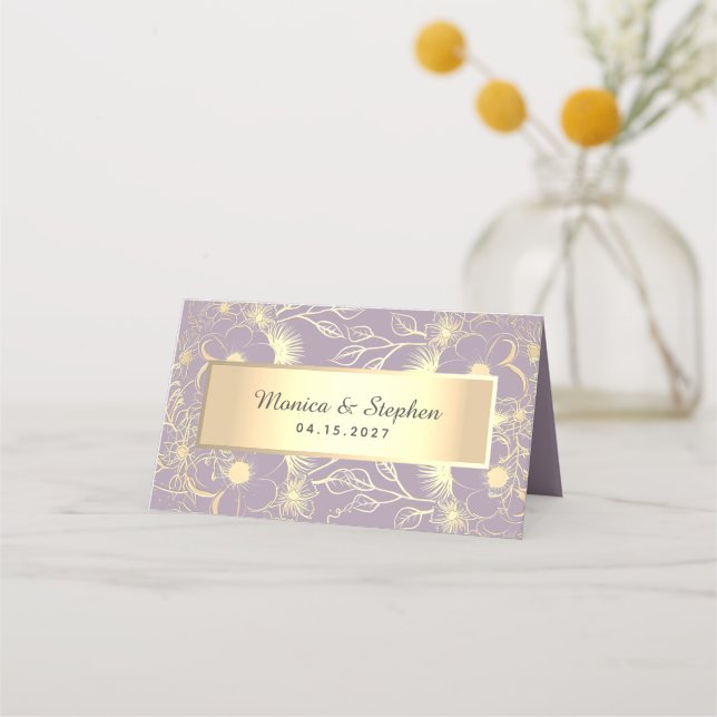 Platzkarte für lila Hochzeiten und Hochzeiten (Rückseite)