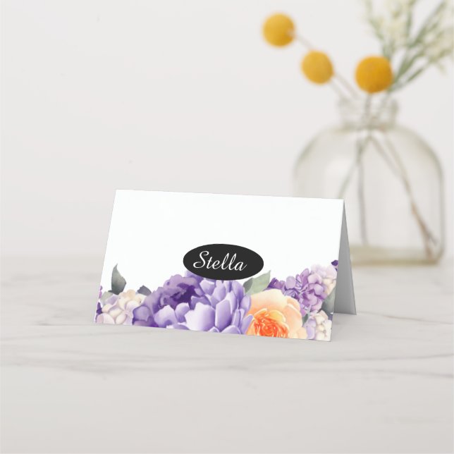 Platzkarte für Wasserfarbenpeony Mauve Peach (Vorderseite)
