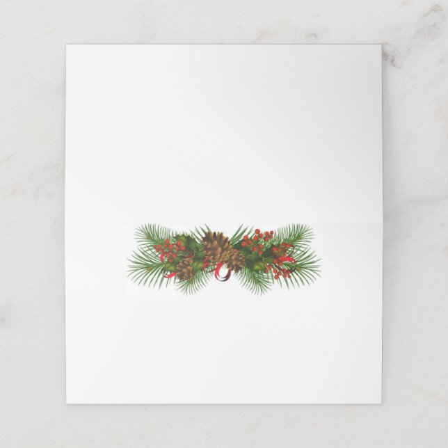 Christmas Wedding Place Card Watercolor Greenery