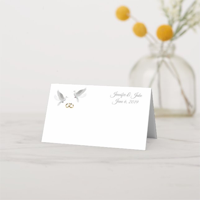 Platzkarte-Hochzeit-Tauben-Individuelle Name mit f Platzkarte (Vorderseite)