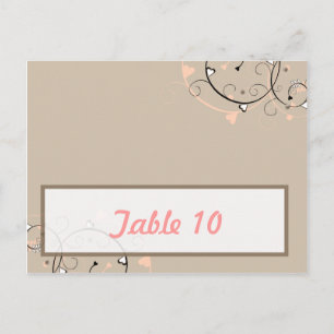 Platzkarte Light Coral Pink/Brown Wirbel Postkarte