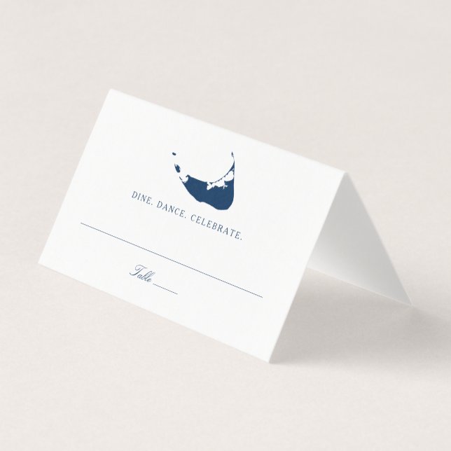 Platzkarte Nantucket Island Karte für Hochzeiten (Vorderseite)