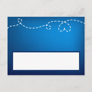 Platzkarte Paper Flugzeug Flying Blue-Schleifen Postkarte
