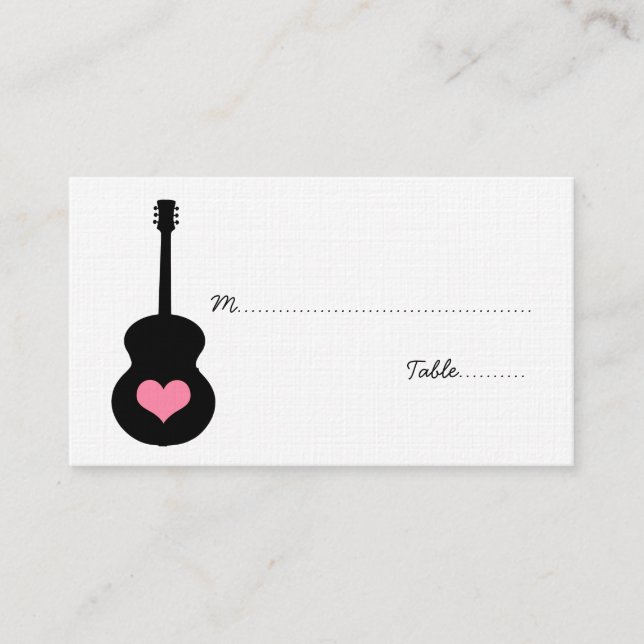 Platzkarte Rosa/Schwarze Gitarre (Vorderseite)