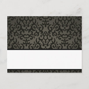 Platzkarte Schwarz und Grau Damask Postkarte
