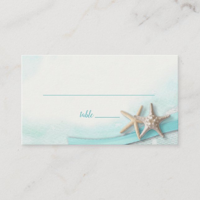 Platzkarte Starfish und Türkis Ribbon (Vorderseite)