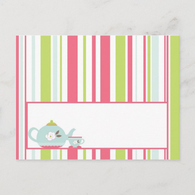 Platzkarte Tee Party Pink Pastellfarben Blume Postkarte (Vorderseite)