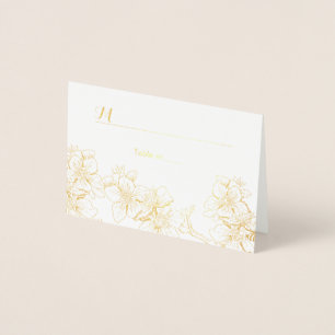Platzkarte von Blume aus Gold   Begleitkarte Folienkarte