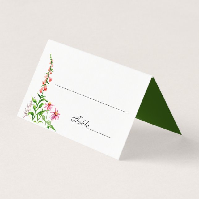 Platzkarte Wasserfarben Hochzeit mit Flora (Vorderseite)