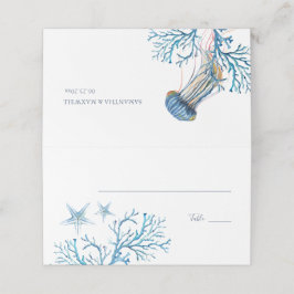 Platzkarte Watercolor Beach Coastal Wedding