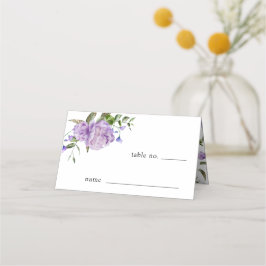Platzkarte zur Hochzeit von lila Blumenzwiebeln