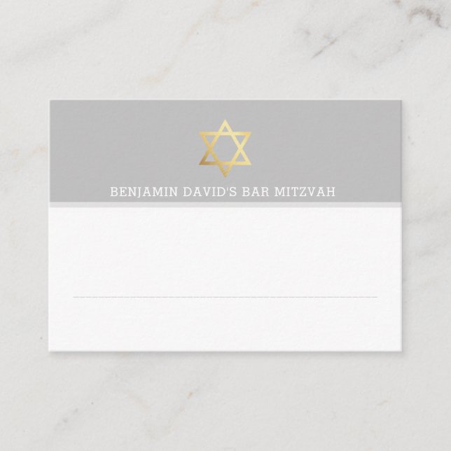 PLATZKARTEN Bar Mitzvah Goldstar der david grau (Vorderseite)