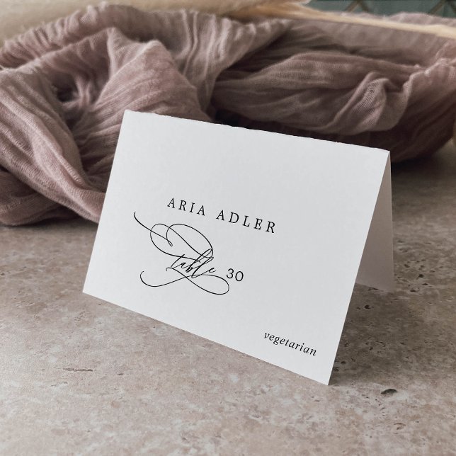 Platzkarten der romantischen Kalligraphie-Menüopti Tischnummer (Von Creator hochgeladen)