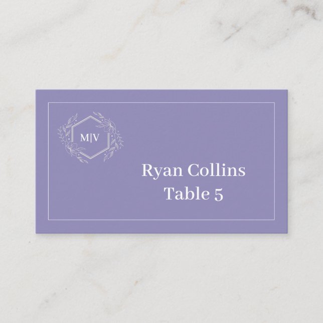 Platzkarten des Lavendelmonogramm-Wappen (Vorderseite)