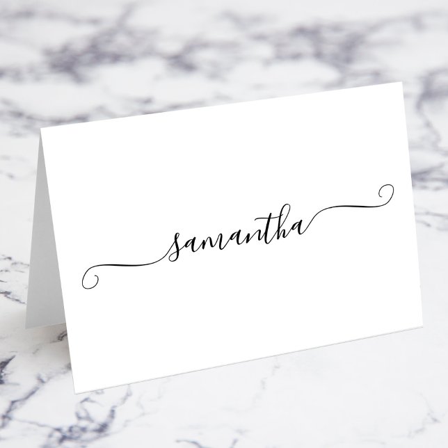 Platzkarten für den Namen der Schwarzen Girly Swas Tischnummer (Black Girly Swash Signature Name Place Cards)