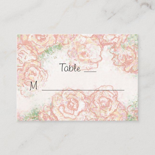 Platzkarten für Hochzeiten von Creme und Rosen (Vorderseite)