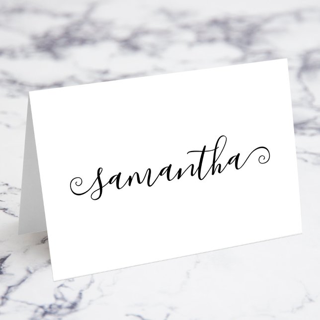Platzkarten für kurze geschwemmte Signaturen Tischnummer (Short Curly Swash Signature Name Place Cards)