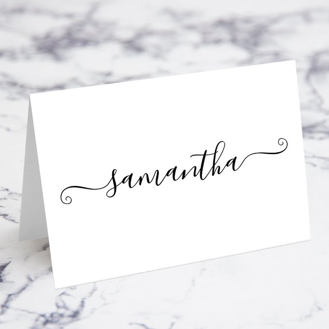 Platzkarten für Niedliche schwarze Signaturen Tischnummer (Fold Your Own Black Cute Signature Name Place Cards)