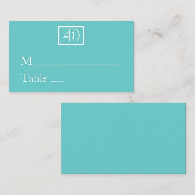 Platzkarten / Namenskarte - Aqua (Vorne/Hinten)