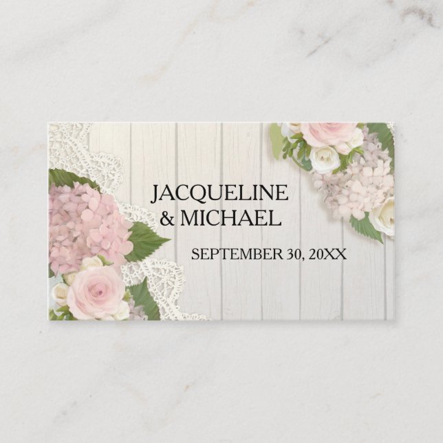 Platzkarten Rustikale Spitzen in Holz Land Stall B (Vorderseite)