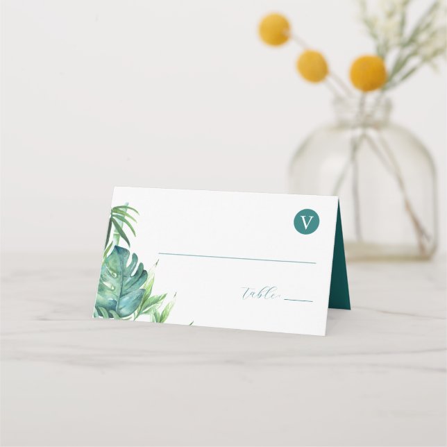 Platzkarten Thema Tropische Hochzeit in Urlaubsort (Vorderseite)