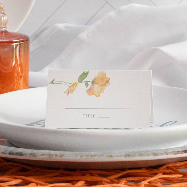 Platzkarten zur  der Orangenmohn-Blume (Wedding place cards orange flowers watercolor poppies )