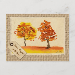 Plaudernder Herbst-Baum-beste Freund-Herbstlaub Postkarte