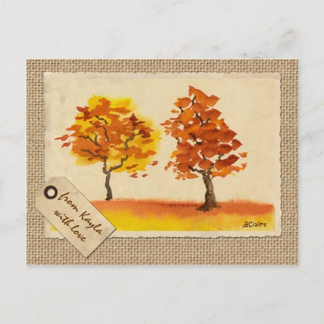Plaudernder Herbst-Baum-beste Freund-Herbstlaub Postkarte (Vorderseite)