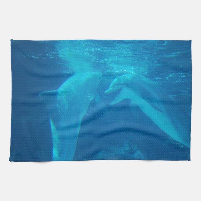 Plauderndes Delphin-Paar-Geschirrtuch Geschirrtuch (Horizontal)