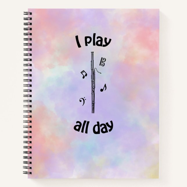 Play All Day - Bassoon Instrument Notebook (groß) Notizbuch (Vorderseite)