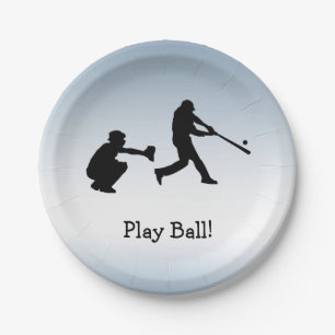 Play Ball Baseball Blue Sports Paper Plate Pappteller