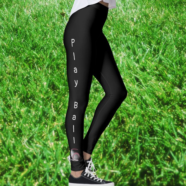 Play Ball Baseball Sporty Black Leggings (Von Creator hochgeladen)
