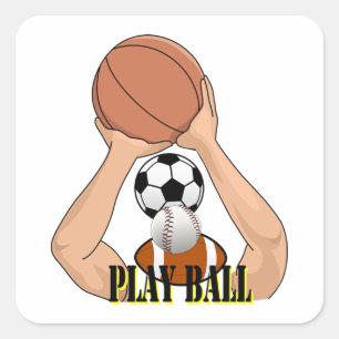 Play Ball Games sport athletic Cartoon Art Quadratischer Aufkleber