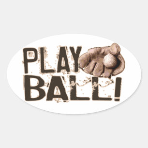 Play Ball Retro Ball Glove Ovaler Aufkleber
