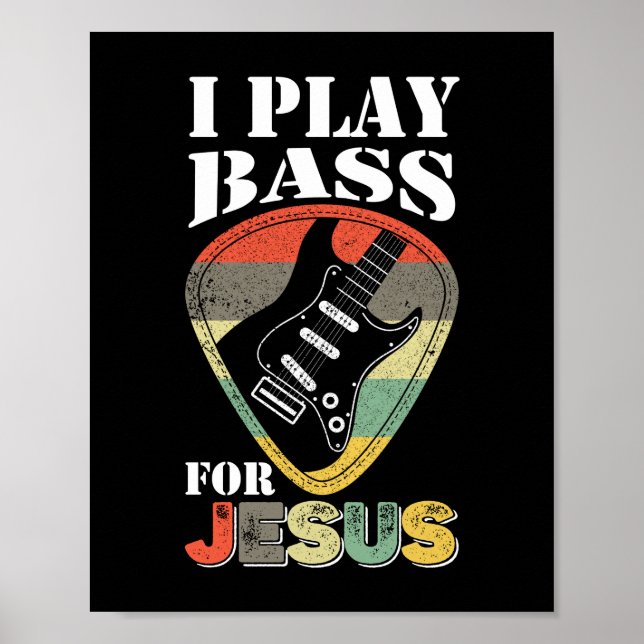 Play Bass for Jesus Gitarre Vintag Poster (Vorne)