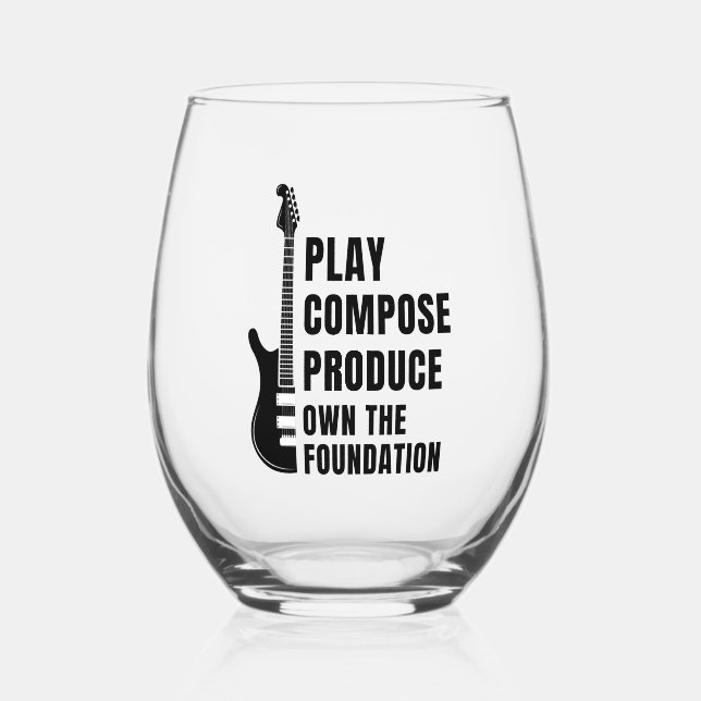 PLAY, COMPOSE, PRODUCE FROM THE LOW END WEINGLAS OHNE STIEL (Vorderseite)