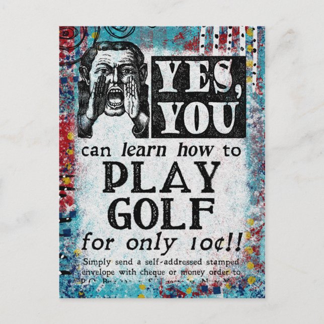 Play Golf - Funny Vintage Ad Postkarte (Vorderseite)