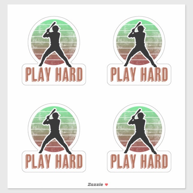 Play Hard Baseball Aufkleber (Blatt)