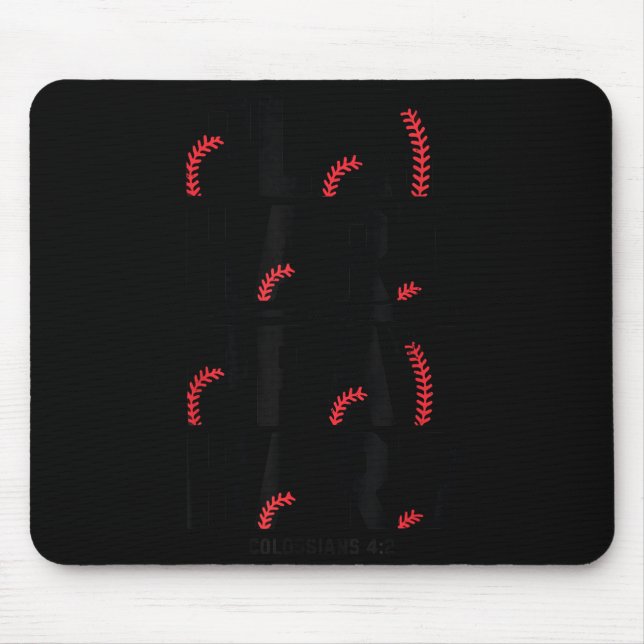 Play Hard Pray Hard Youth Boy Christian Baseball J Mousepad (Vorne)