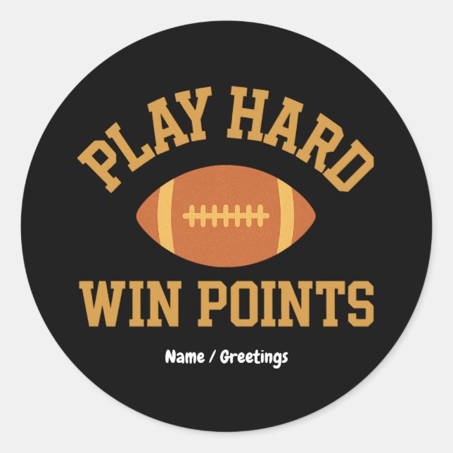 Play Hard, Win Points  Retro Game Day Sports  Runder Aufkleber (Vorderseite)