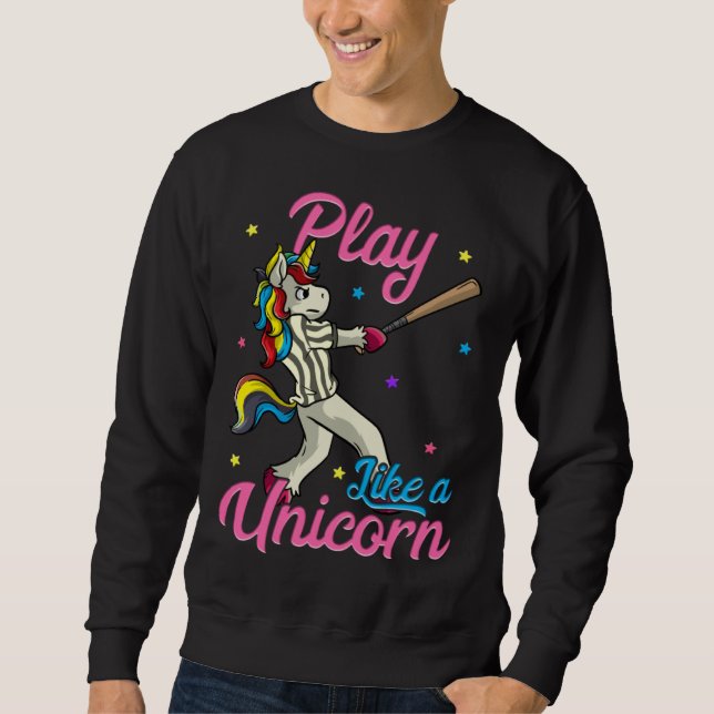 Play Like a Unicorn Female Baseball Player Sweatshirt (Vorderseite)