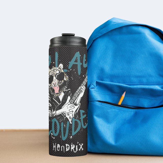 Play Louder | Rock 'n' Roll Punk Tiger Guitar Thermosbecher (Von Creator hochgeladen)