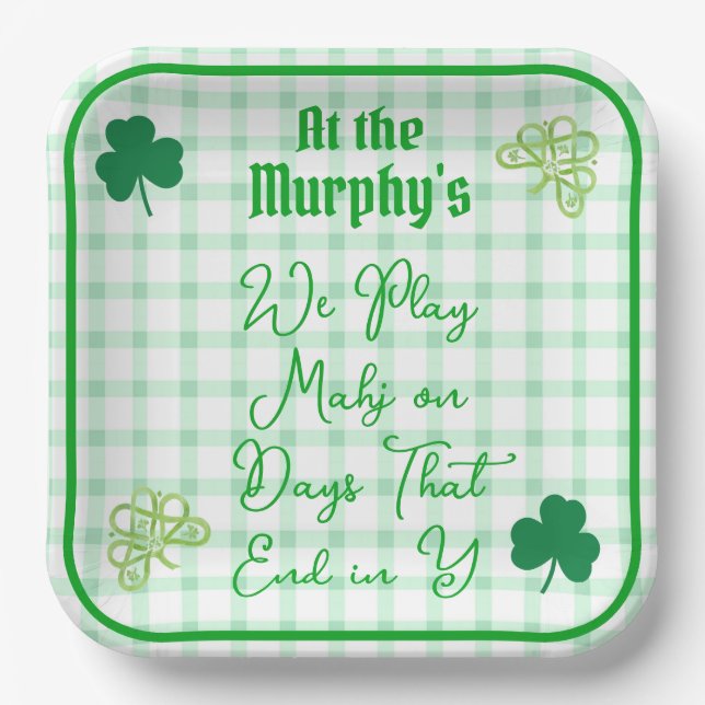 Play Mahjong Days End Y Watercolor Shamrocks Pappteller (Vorderseite)