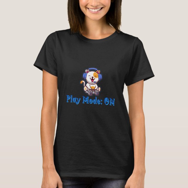 Play-Modus On - Gamer Cat Neon T-Shirt (Vorderseite)