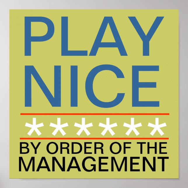 Play Nice Poster (Vorne)