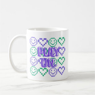 Play On & Gaming-Stil pixelige Elemente Kaffeetasse