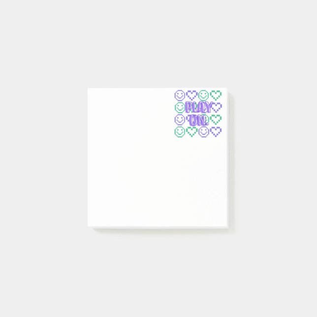 Play On & Gaming Style Pixelierte Elemente Post-it Klebezettel (Vorderseite)
