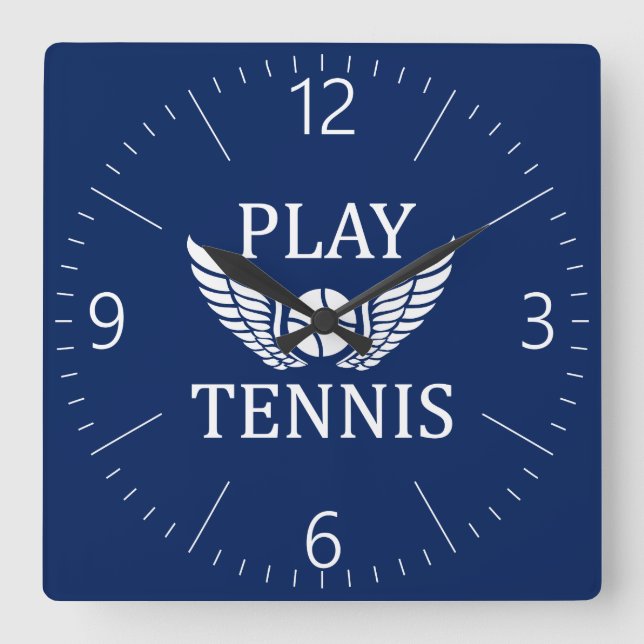 Play tennis quadratische wanduhr (Vorderseite)